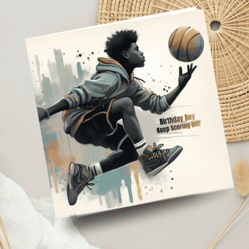 Black Boy Basketball Birthday Card: Melanin Magic, Sports Star