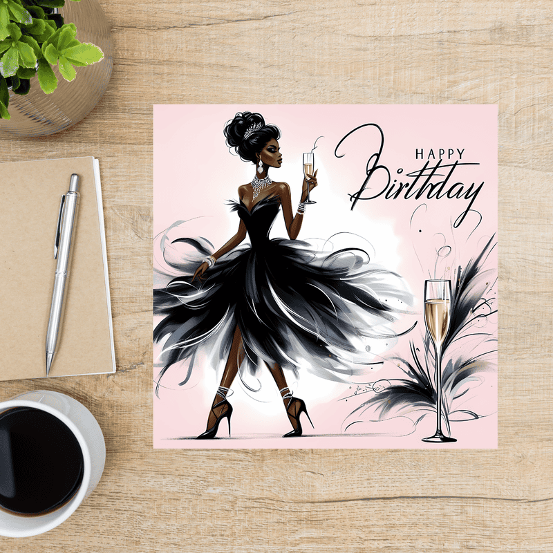 Elegant African American Woman Birthday Card | Melana Blac Art - Image 2