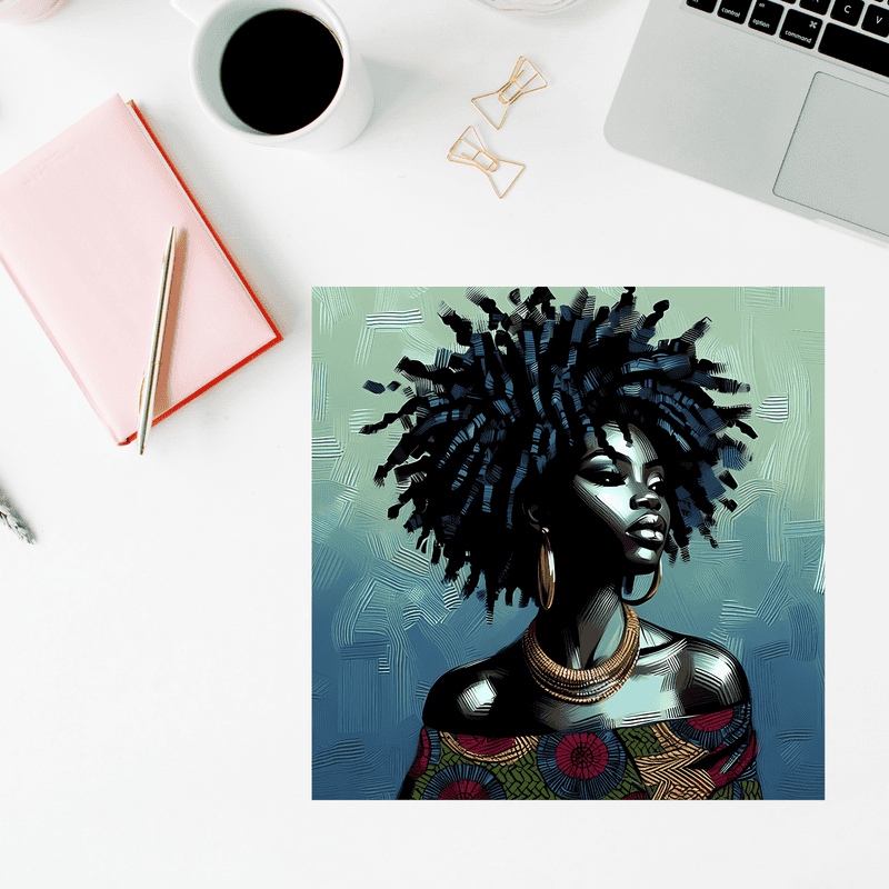 Black Mother Greeting Card, Ethnic Design, Blank Inside - Image 3