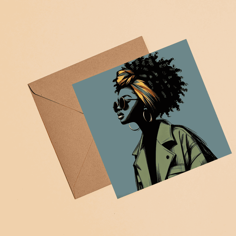 Black Woman Greeting Card: Afro Queen - Melana Blac Art - Image 4