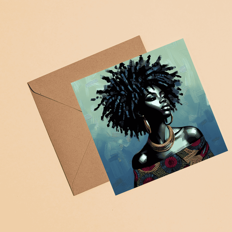 Black Mother Greeting Card, Ethnic Design, Blank Inside - Image 4