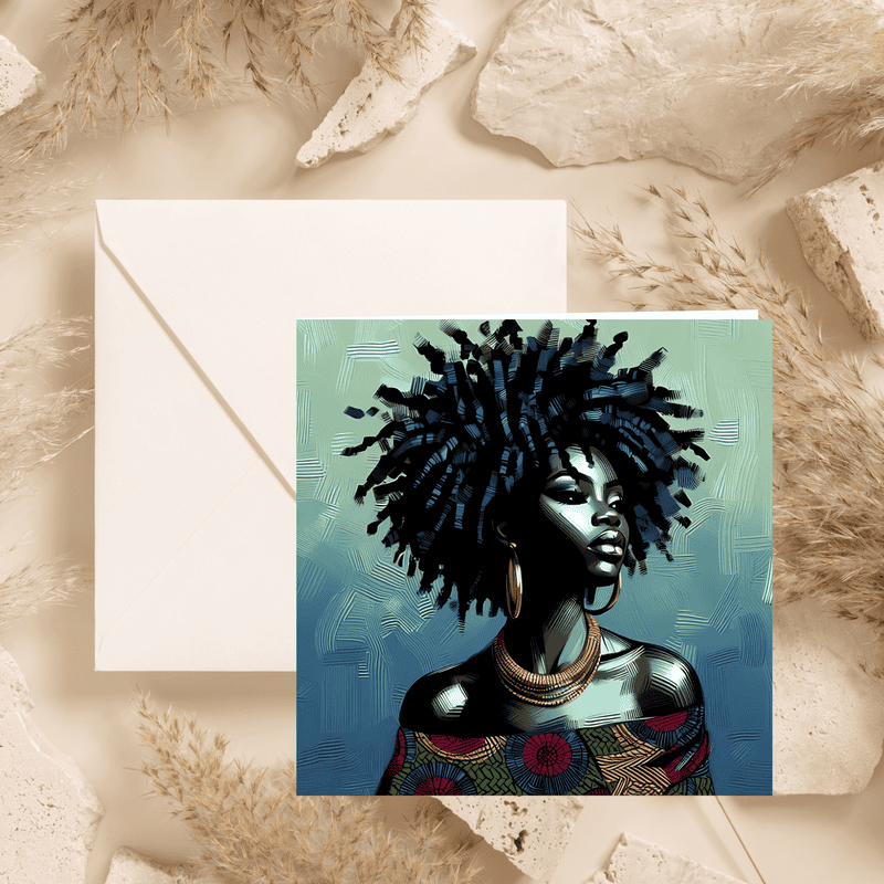 Black Mother Greeting Card, Ethnic Design, Blank Inside - Image 8