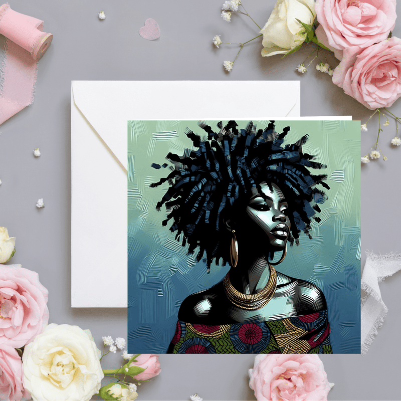 Black Mother Greeting Card, Ethnic Design, Blank Inside - Image 7