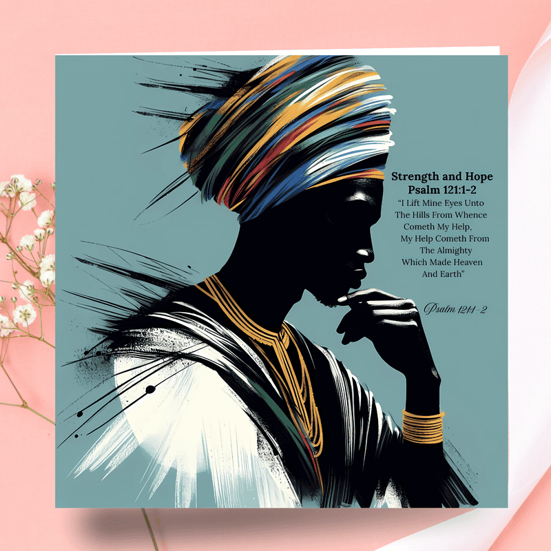 Black Man Biblical Card: Strength and Hope Blank Card - Image 2