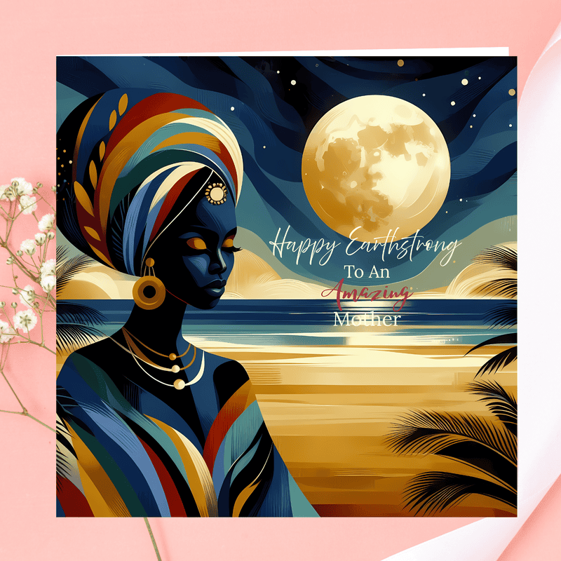 Black Mother Birthday Card, Ethnic Design, Blank Inside - Image 8