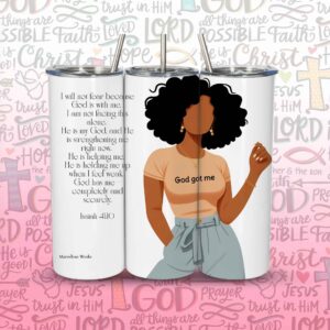 20oz Skinny Tumbler, Christian Tumbler - God got Me