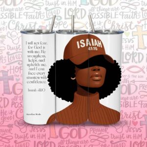 20oz Skinny Tumbler, Christian Tumbler - Isa 41:10