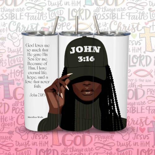 20oz Skinny Tumbler, Christian Tumbler - John 3:16