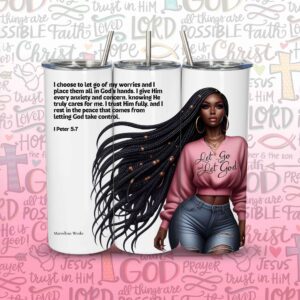 20oz Skinny Tumbler, Christian Tumbler - Let Go & Let God