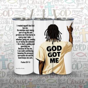 20oz Skinny Tumbler, Christian Tumbler - God got Me (M)