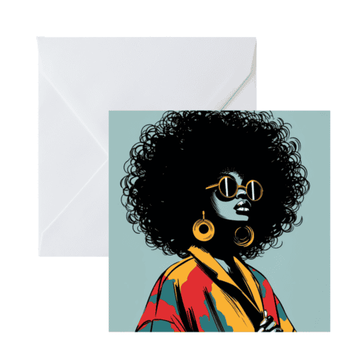 Black Woman Greeting Card: Afro Art, Ethnic Blank Card Urban Flair