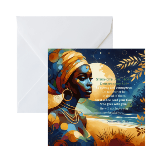Black Woman Biblical Card: Strength and Hope Blank Inside