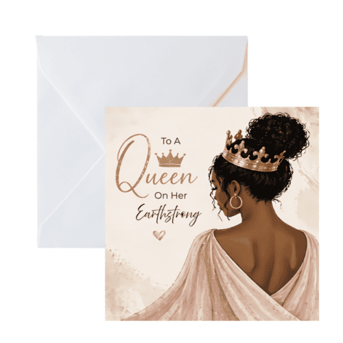 Black Woman Earthstrong Card, Ethnic Design, Blank Inside
