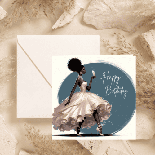 Elegant African American Woman Birthday Card | Melana Blac Art