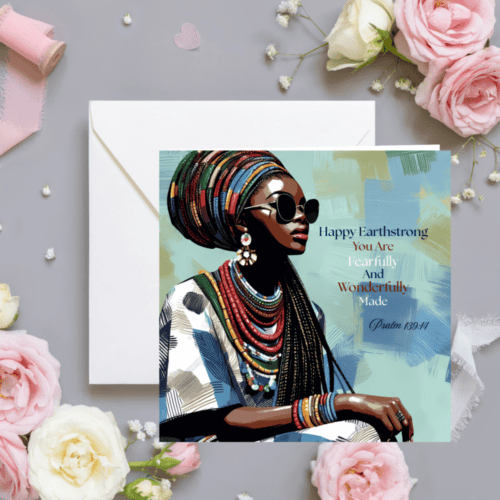 Black Sister/Mother Greeting Card, Ethnic Design, Blank Inside