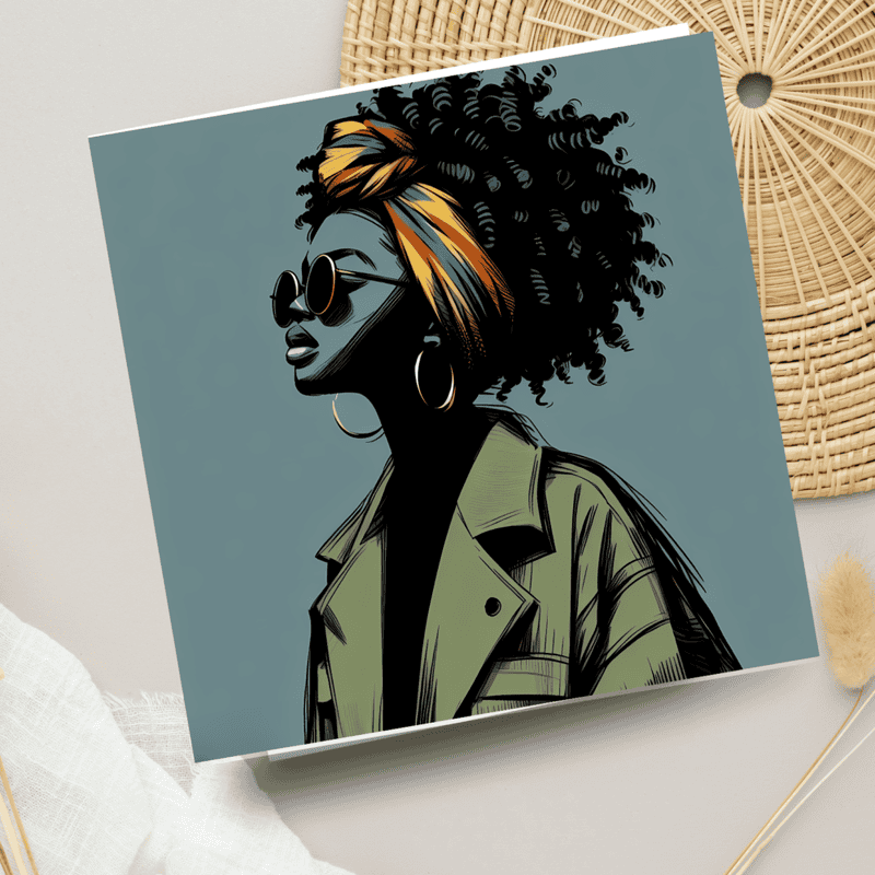 Black Woman Greeting Card: Afro Queen - Melana Blac Art