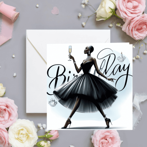 Elegant African American Woman Birthday Card | Melana Blac Art