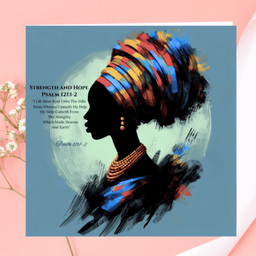 Black Woman Biblical Card: Strength and Hope Blank Inside
