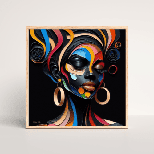 Black Woman Abstract Art Print, Colorful Goddess of Ribbons