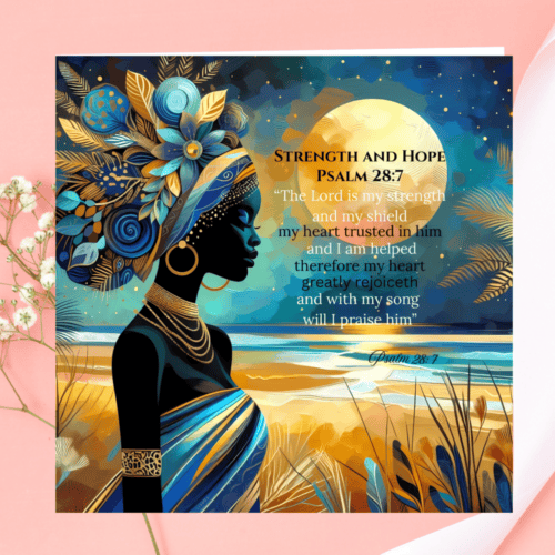 Black Woman Biblical Card: Strength and Hope Blank Inside