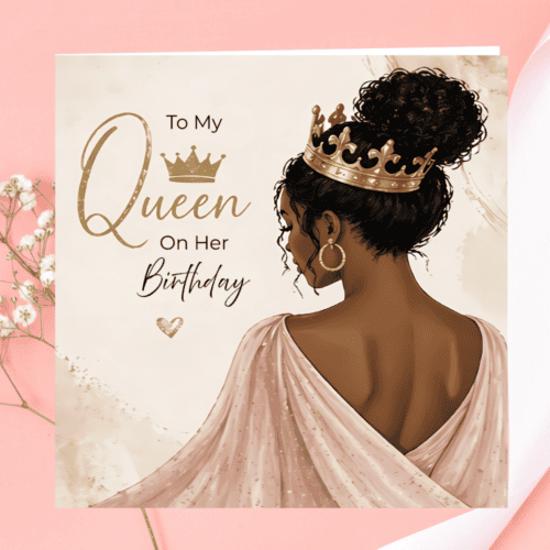 Black Woman Birthday Card, Ethnic Design, Blank Inside