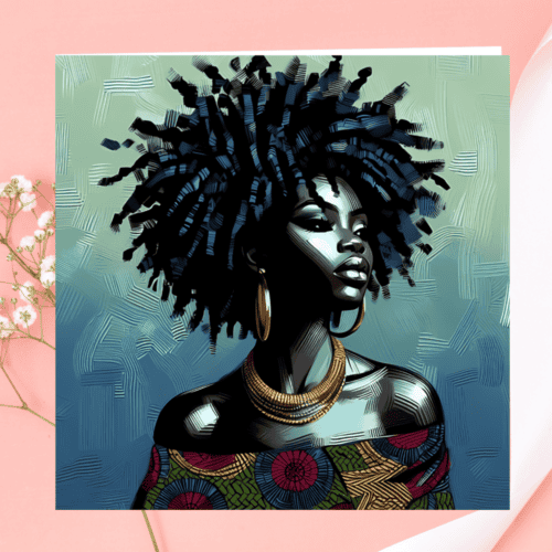 Black Mother Greeting Card, Ethnic Design, Blank Inside