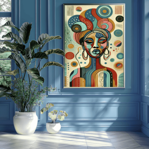 Abstract African Woman Art Print | Pastel colour Afrocentric Decor