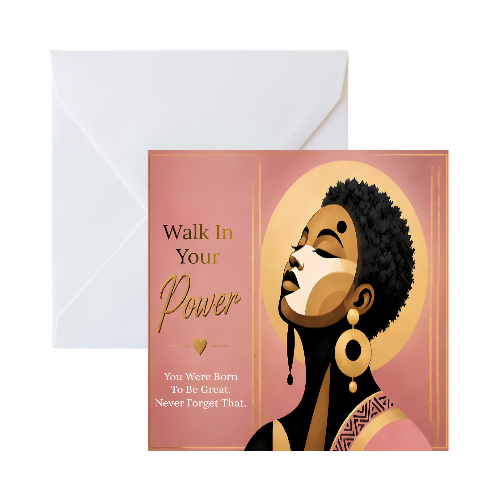 Empowered Queen Afrocentric Card| Pink Black Woman| Strong Woman | Modern African Art - Image 2