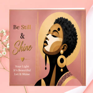 Empowered Queen Afrocentric Card| Pink Black Woman| Strong Woman | Modern African Art