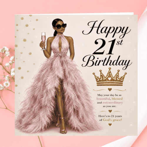 21st Birthday Card | Black Queen Fashion Glam Greeting Card, Melana Blac Art