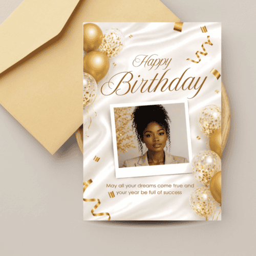 Black Woman Birthday Card – Elegant Melanin Queen Celebration