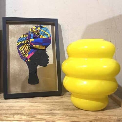 African Woman 3D multi kente head wrap wall art print