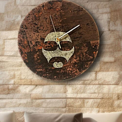 Afro Man Clock - brown and silver