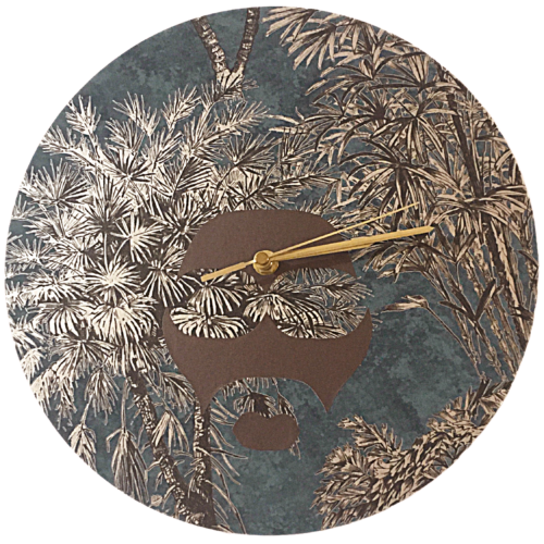 Afro Man Clock - blue and gold