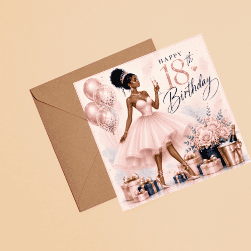 Elegant African American Woman Birthday Card | Melana Blac Art