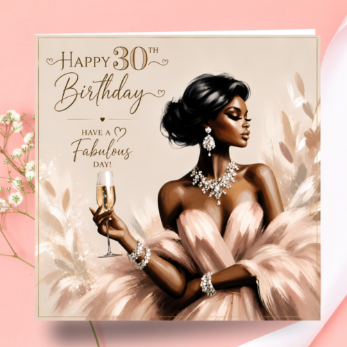 Luxury Fashion 30th Birthday Card Collection | Elegant Black Queen