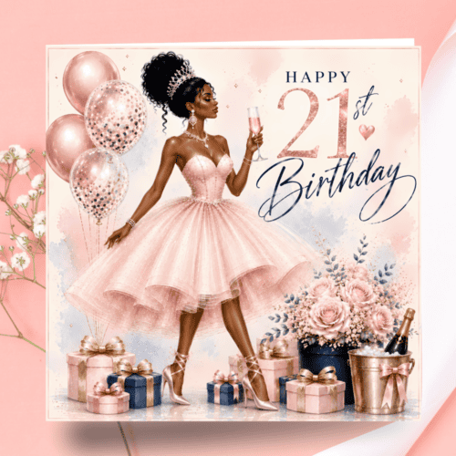 Elegant African American Woman Birthday Card | Melana Blac Art