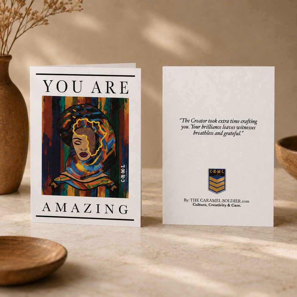 Front and back of the ‘You Are Amazing’ affirmation card, showing the reverse message and the CRML crest