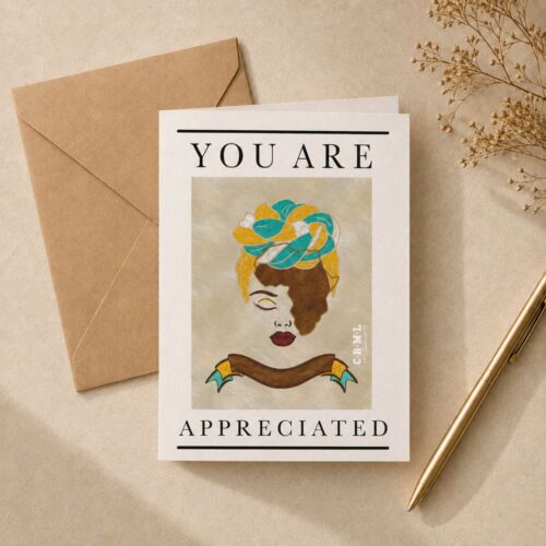 ‘You Are Appreciated’ affirmation card with kraft envelope, flat-lay