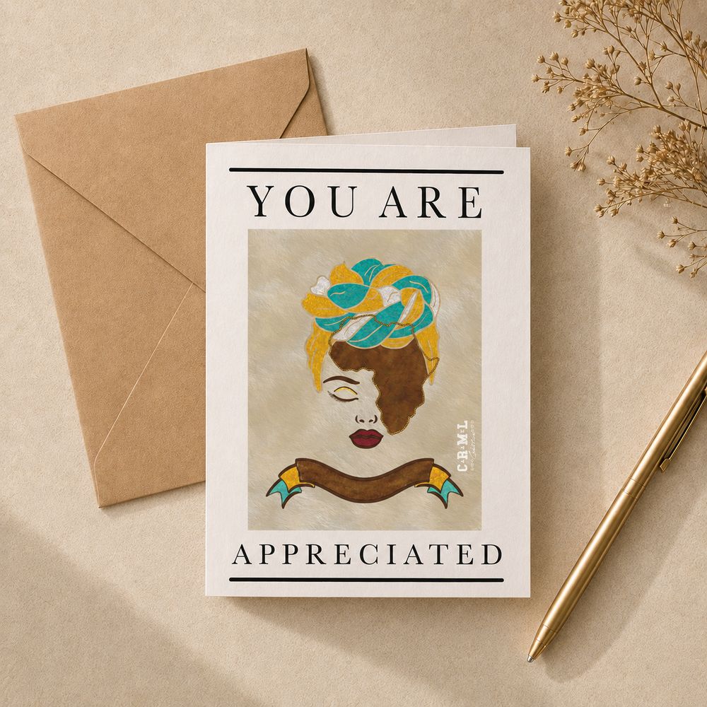 ‘You Are Appreciated’ affirmation card with kraft envelope, flat-lay