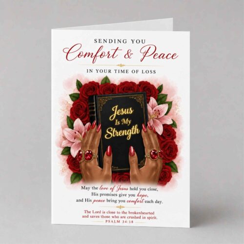 Christian Sympathy Card, Christian Bereavement Card, Christian Condolence Card - Strength