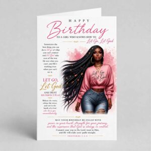 Let Go & Let God Christian Birthday Card, For Her, Proverbs 3.5-6