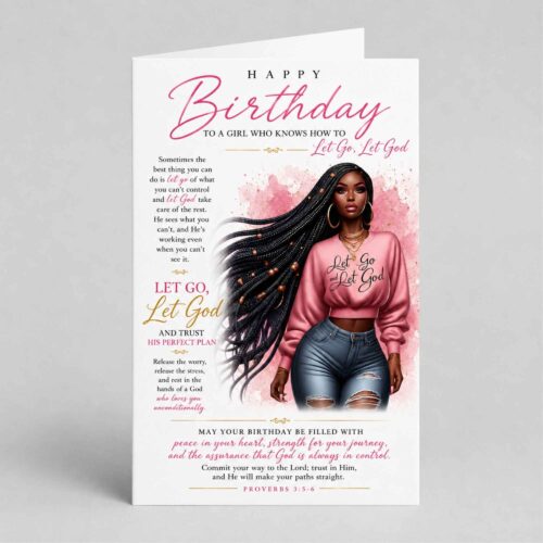 Let Go & Let God Christian Birthday Card, For Her, Proverbs 3.5-6