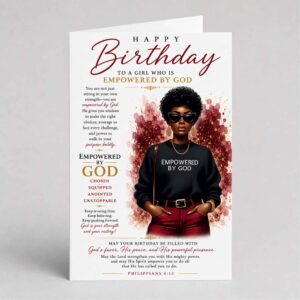 Empowered By God Christian Birthday Card, For Her, Philippians 4.13