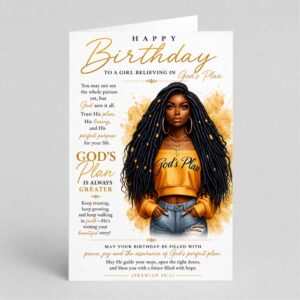 God's Plan Christian Birthday Card, For Her, Jeremiah 29.11
