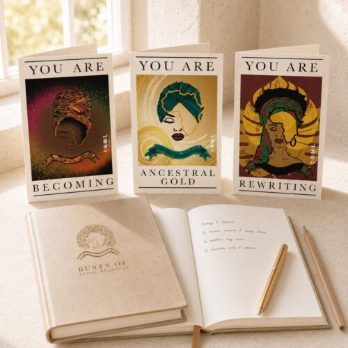 ‘Legacy’ BRB three-card affirmation set, flat-lay of the cards together