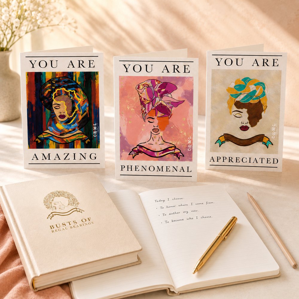 ‘Celebration’ BRB three-card affirmation set, flat-lay of the cards together