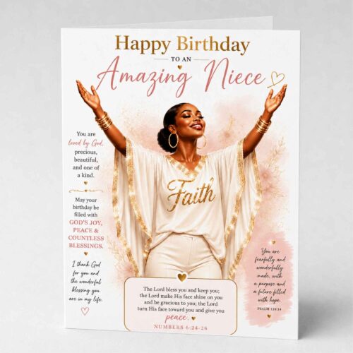 Christian Birthday Card For Niece, Bible Verse, Numbers 6.24-26