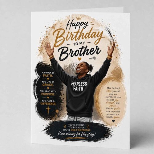 Christian Birthday Card For Brother, Bible Verse, 2 Timothy 1.7