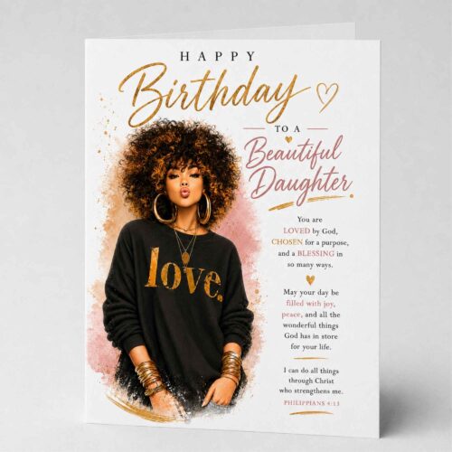 Christian Birthday Card For Daughter, Bible Verse, Philippians 4.13